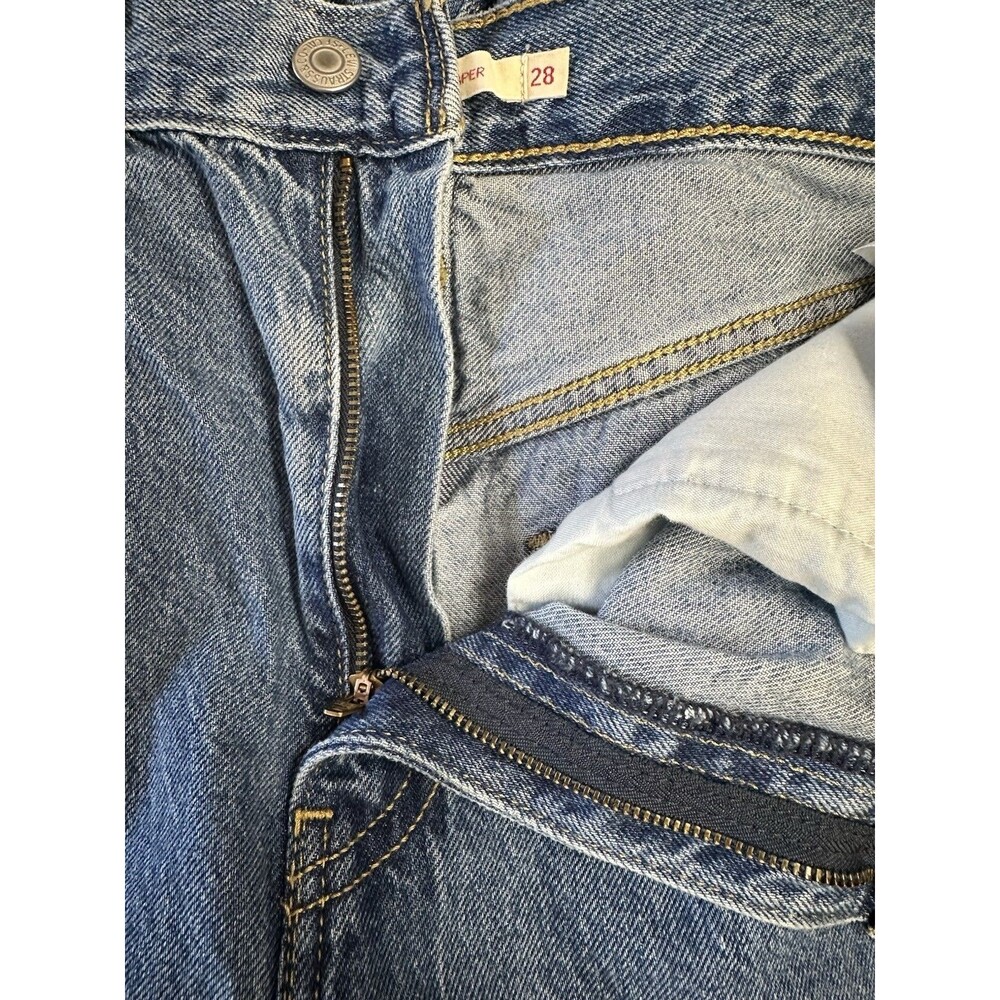 Levi’s Premium High Loose Taper Jeans Women’s W28 L29 High Rise Raw Hem Blue - Picture 10 of 15